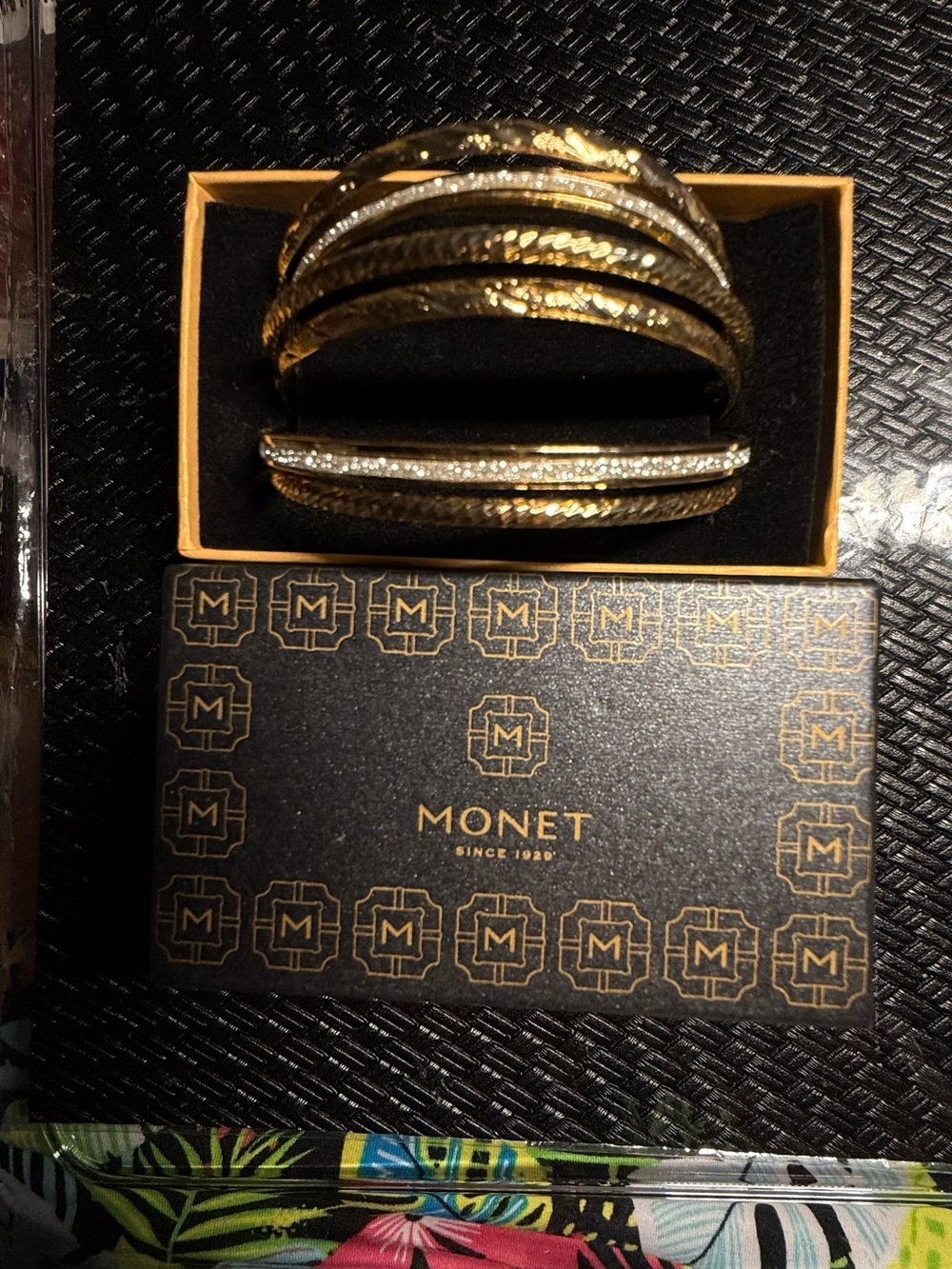 New Monet Gold and Silver Tone  Stacked Bangle Set